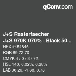 カラーコード: J+S Rasterfaecher - J+S 970K 070% · Black 50% | qconv.com