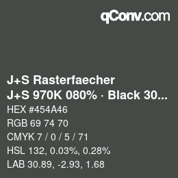 カラーコード: J+S Rasterfaecher - J+S 970K 080% · Black 30% | qconv.com