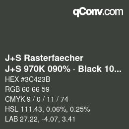 カラーコード: J+S Rasterfaecher - J+S 970K 090% · Black 10% | qconv.com