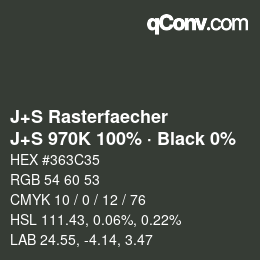 Farbcode: J+S Rasterfaecher - J+S 970K 100% · Black 0% | qconv.com