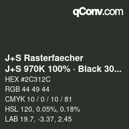 Code couleur: J+S Rasterfaecher - J+S 970K 100% · Black 30% | qconv.com