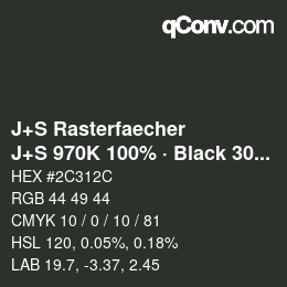 Color code: J+S Rasterfaecher - J+S 970K 100% · Black 30% | qconv.com