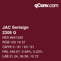 Color code: JAC Serisign - 2308 G | qconv.com