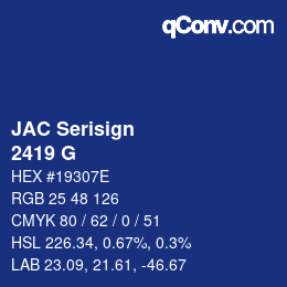 Code couleur: JAC Serisign - 2419 G | qconv.com