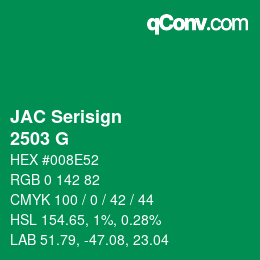 カラーコード: JAC Serisign - 2503 G | qconv.com