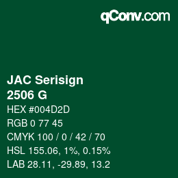 Código de color: JAC Serisign - 2506 G | qconv.com