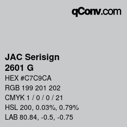 カラーコード: JAC Serisign - 2601 G | qconv.com