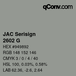 カラーコード: JAC Serisign - 2602 G | qconv.com