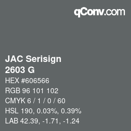 Código de color: JAC Serisign - 2603 G | qconv.com