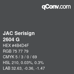 Código de color: JAC Serisign - 2604 G | qconv.com