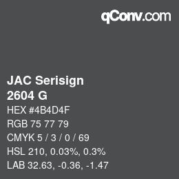 カラーコード: JAC Serisign - 2604 G | qconv.com