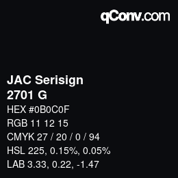 Color code: JAC Serisign - 2701 G | qconv.com