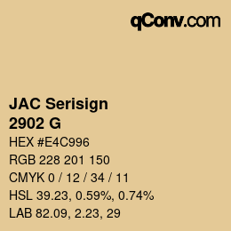 カラーコード: JAC Serisign - 2902 G | qconv.com