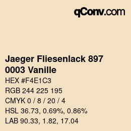 カラーコード: Jaeger Fliesenlack 897 - 0003 Vanille | qconv.com