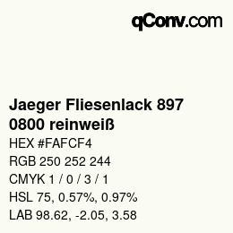 Código de color: Jaeger Fliesenlack 897 - 0800 reinweiß | qconv.com