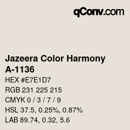 Code couleur: Jazeera Color Harmony - A-1136 | qconv.com