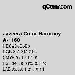 Code couleur: Jazeera Color Harmony - A-1160 | qconv.com