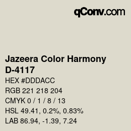 Código de color: Jazeera Color Harmony - D-4117 | qconv.com