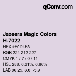 Código de color: Jazeera Magic Colors - H-7022 | qconv.com