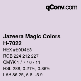 カラーコード: Jazeera Magic Colors - H-7022 | qconv.com