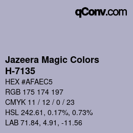 カラーコード: Jazeera Magic Colors - H-7135 | qconv.com