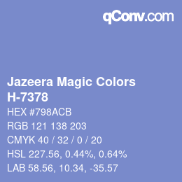 Código de color: Jazeera Magic Colors - H-7378 | qconv.com