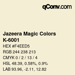 Color code: Jazeera Magic Colors - K-6001 | qconv.com