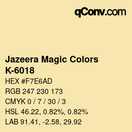 Color code: Jazeera Magic Colors - K-6018 | qconv.com