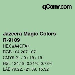 Code couleur: Jazeera Magic Colors - R-9109 | qconv.com