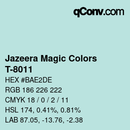 Code couleur: Jazeera Magic Colors - T-8011 | qconv.com