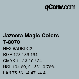 カラーコード: Jazeera Magic Colors - T-8070 | qconv.com