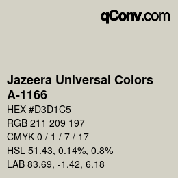 カラーコード: Jazeera Universal Colors - A-1166 | qconv.com