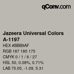 カラーコード: Jazeera Universal Colors - A-1197 | qconv.com