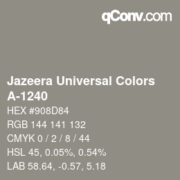 カラーコード: Jazeera Universal Colors - A-1240 | qconv.com