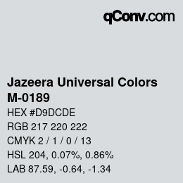 カラーコード: Jazeera Universal Colors - M-0189 | qconv.com