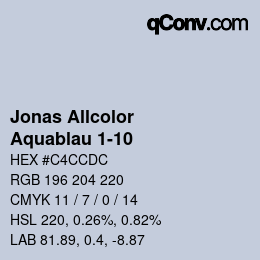 Code couleur: Jonas Allcolor - Aquablau 1-10 | qconv.com