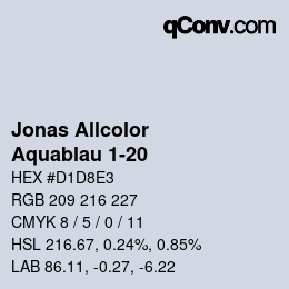 カラーコード: Jonas Allcolor - Aquablau 1-20 | qconv.com