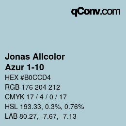 Código de color: Jonas Allcolor - Azur 1-10 | qconv.com