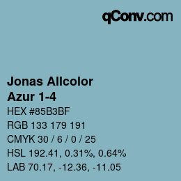 Code couleur: Jonas Allcolor - Azur 1-4 | qconv.com