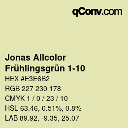 Código de color: Jonas Allcolor - Frühlingsgrün 1-10 | qconv.com