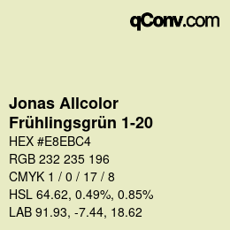 カラーコード: Jonas Allcolor - Frühlingsgrün 1-20 | qconv.com