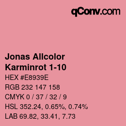 カラーコード: Jonas Allcolor - Karminrot 1-10 | qconv.com