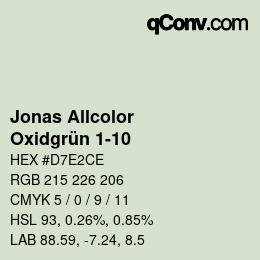 Código de color: Jonas Allcolor - Oxidgrün 1-10 | qconv.com
