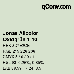 カラーコード: Jonas Allcolor - Oxidgrün 1-10 | qconv.com