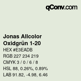 カラーコード: Jonas Allcolor - Oxidgrün 1-20 | qconv.com