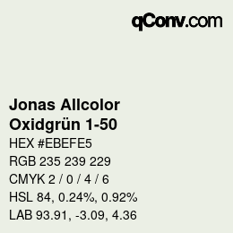 Código de color: Jonas Allcolor - Oxidgrün 1-50 | qconv.com