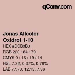 Código de color: Jonas Allcolor - Oxidrot 1-10 | qconv.com