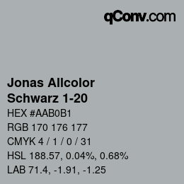 Código de color: Jonas Allcolor - Schwarz 1-20 | qconv.com