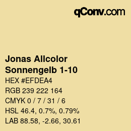 カラーコード: Jonas Allcolor - Sonnengelb 1-10 | qconv.com