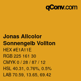 Code couleur: Jonas Allcolor - Sonnengelb Vollton | qconv.com